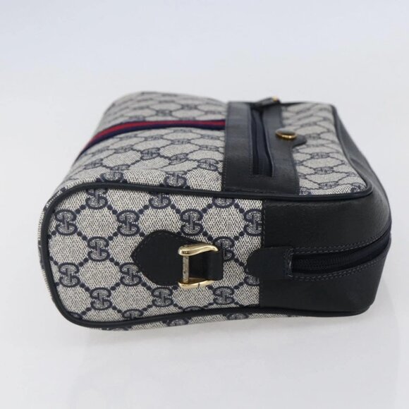 GUCCI GG Supreme Sherry Line Shoulder Bag PVC Navy Gold 72 001 4071 Auth 147721 - Picture 6 of 16